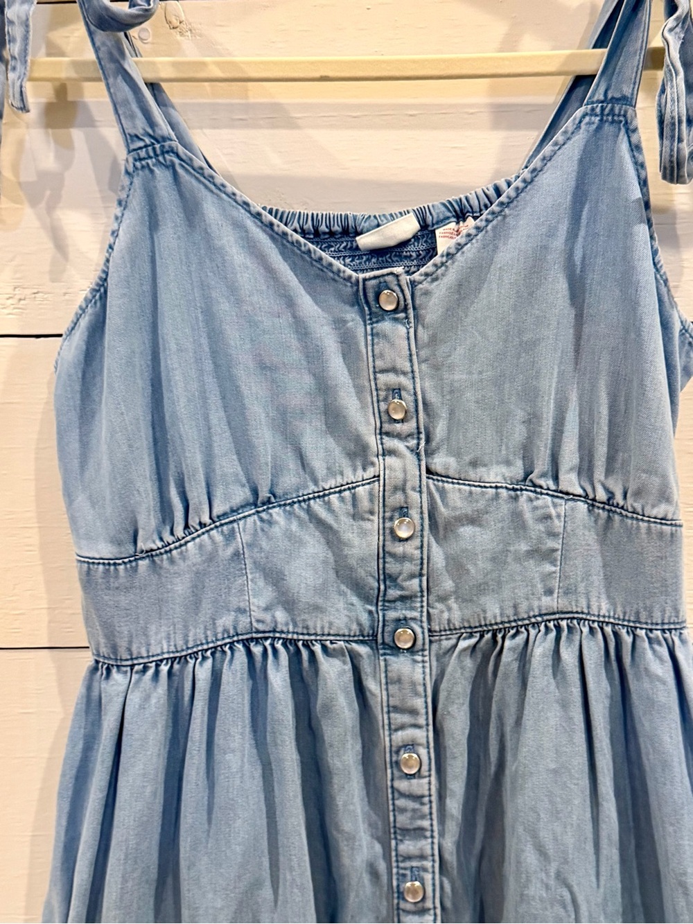 Levi’s Katherine Light Wash Denim Tie Strap Maxi Dress Size L